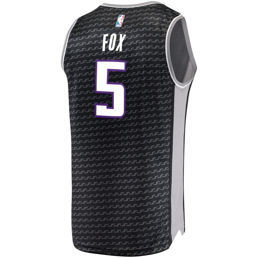 5-De'Aaron Fox Sacramento Kings Jersey Black - Statement Edition