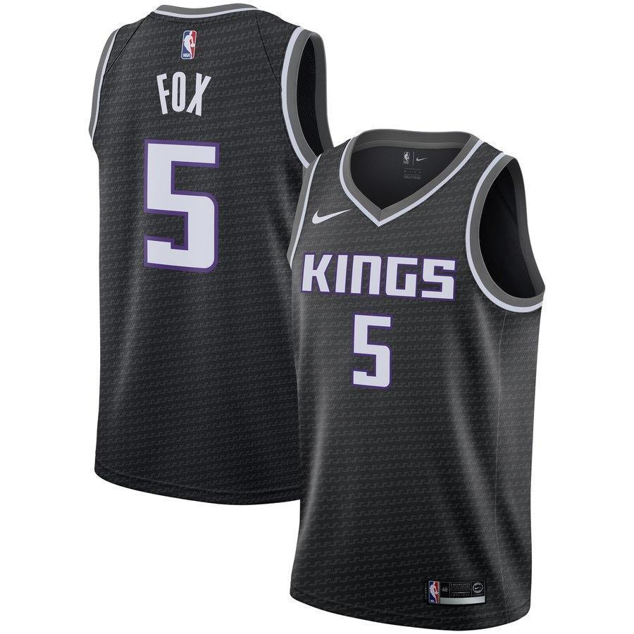 5-De'Aaron Fox Sacramento Kings  Swingman Jersey - Statement Edition – Black