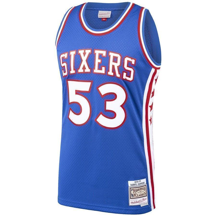 53-Darryl Dawkins Philadelphia 76ers  1976-77 Hardwood Classics Swingman Jersey – Royal