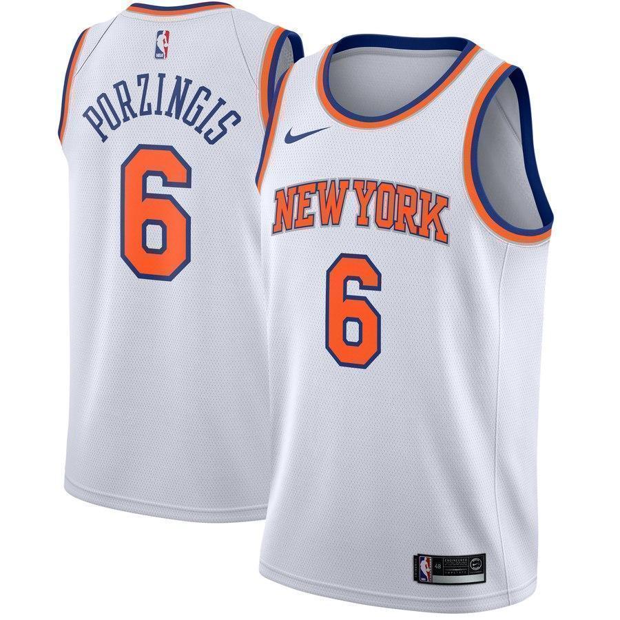 6-Kristaps Porzingis New York Knicks Swingman Jersey White - Association Edition