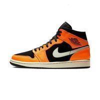 Men's Jordan 1 High Basketball Shoes - Orange Black