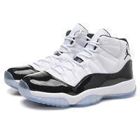 Men's Jordan 11 Concord High 45 Basketball Shoes - White