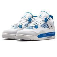 Men's Jordan 4 Retro Basketball Shoes - White Blue