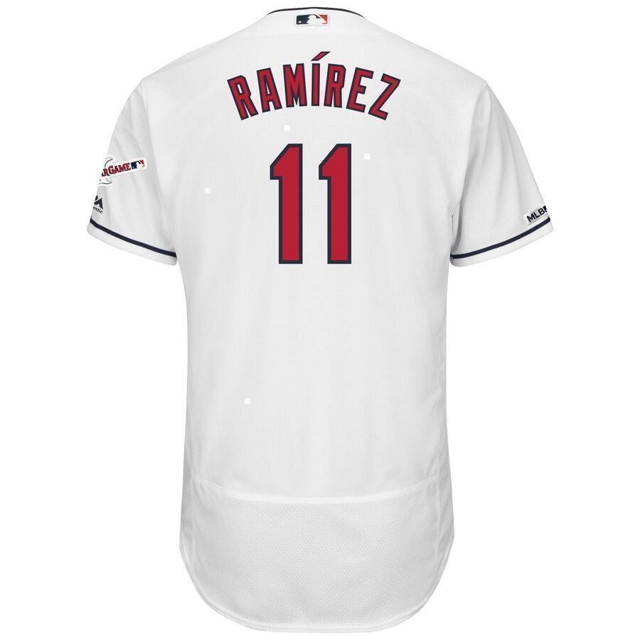 Jose Ramirez Cleveland Indians Majestic Home 2019 All-Star Game Patch Flex Base Player Jersey – White/Scarlet
