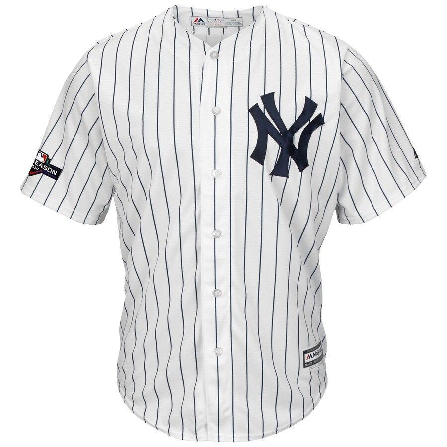 Aaron Judge New York Yankees Majestic 2019 Postseason Official Cool Base Player Jersey - White/Navy